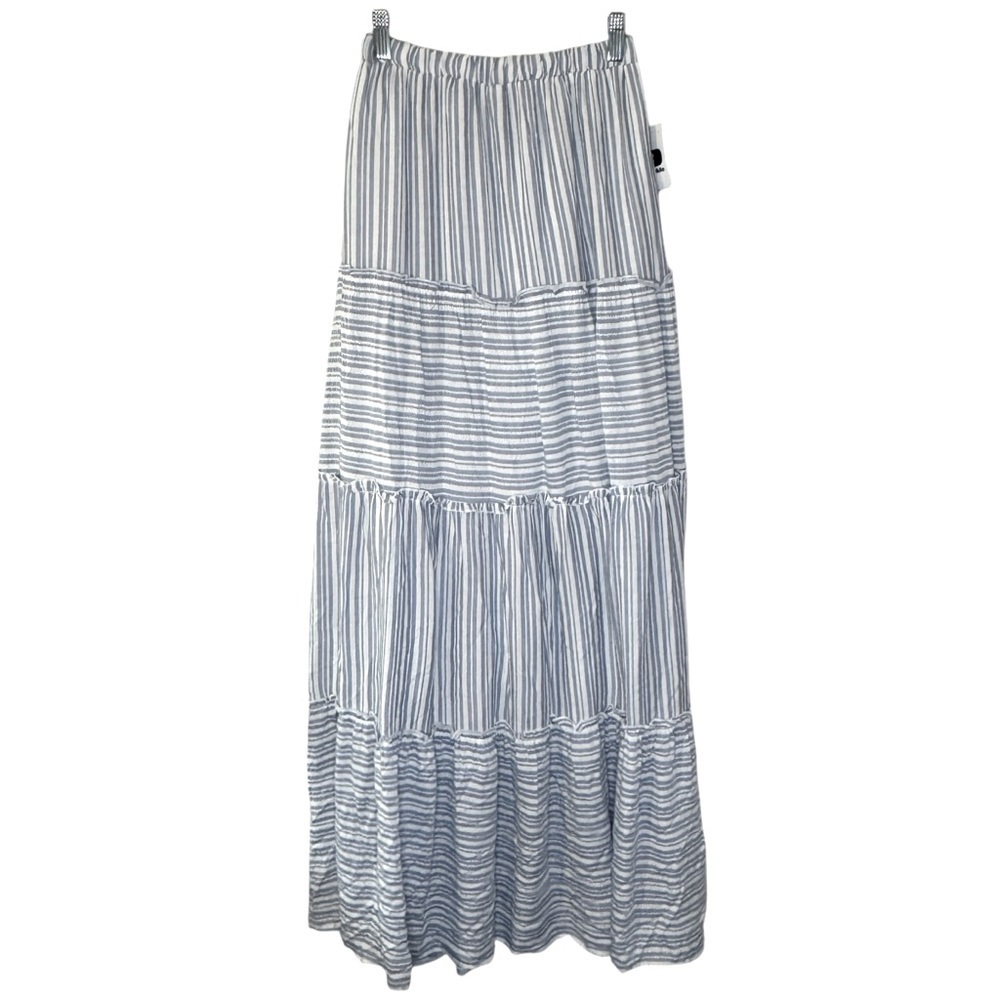 Nwt Daytrip Buckle Light Blue White Striped Tiered Maxi Skirt Women’s Xs Boho